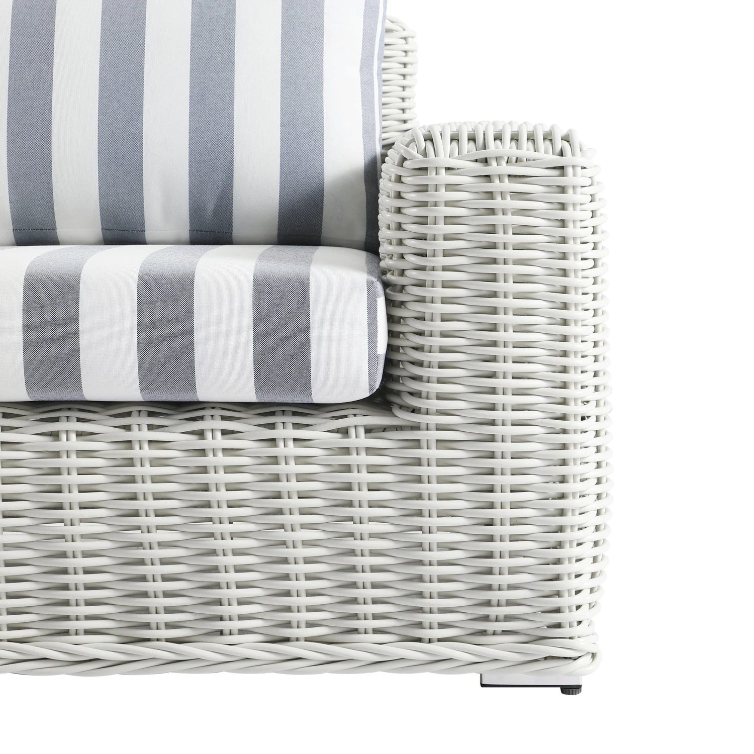 Bellagio Round Wicker Outdoor 1-Seater Sofa, White With Blue Stripes 11 Bellagio Round Wicker Outdoor 1-Seater Sofa, White With Blue Stripes - Image 11