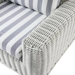 Bellagio Round Wicker Outdoor 1-Seater Sofa, White With Blue Stripes 24 Bellagio Round Wicker Outdoor 1-Seater Sofa, White With Blue Stripes -Daals Store OD WICK3 WHITE BLUESTRIPE J detail2