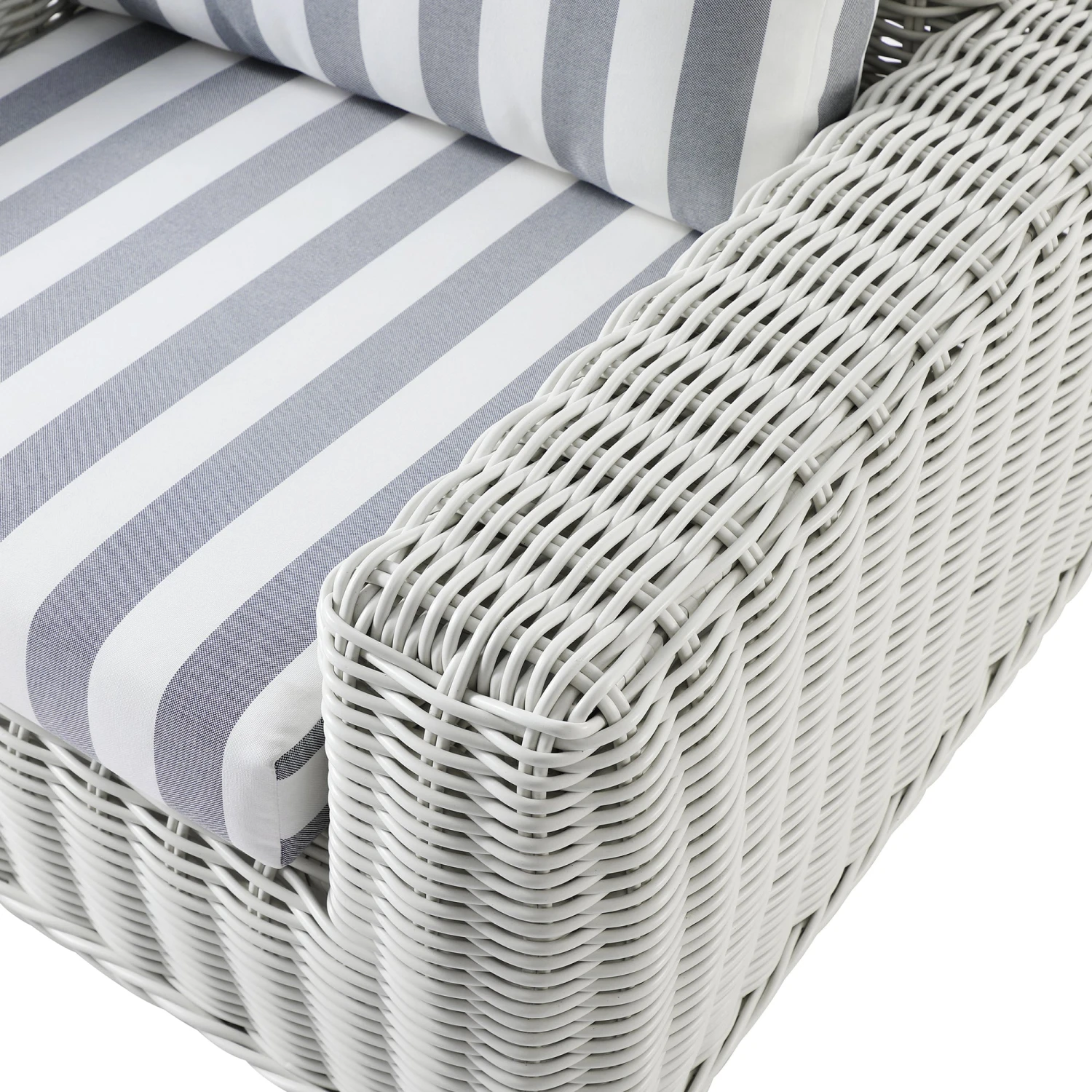 Bellagio Round Wicker Outdoor 1-Seater Sofa, White With Blue Stripes 12 Bellagio Round Wicker Outdoor 1-Seater Sofa, White With Blue Stripes - Image 12