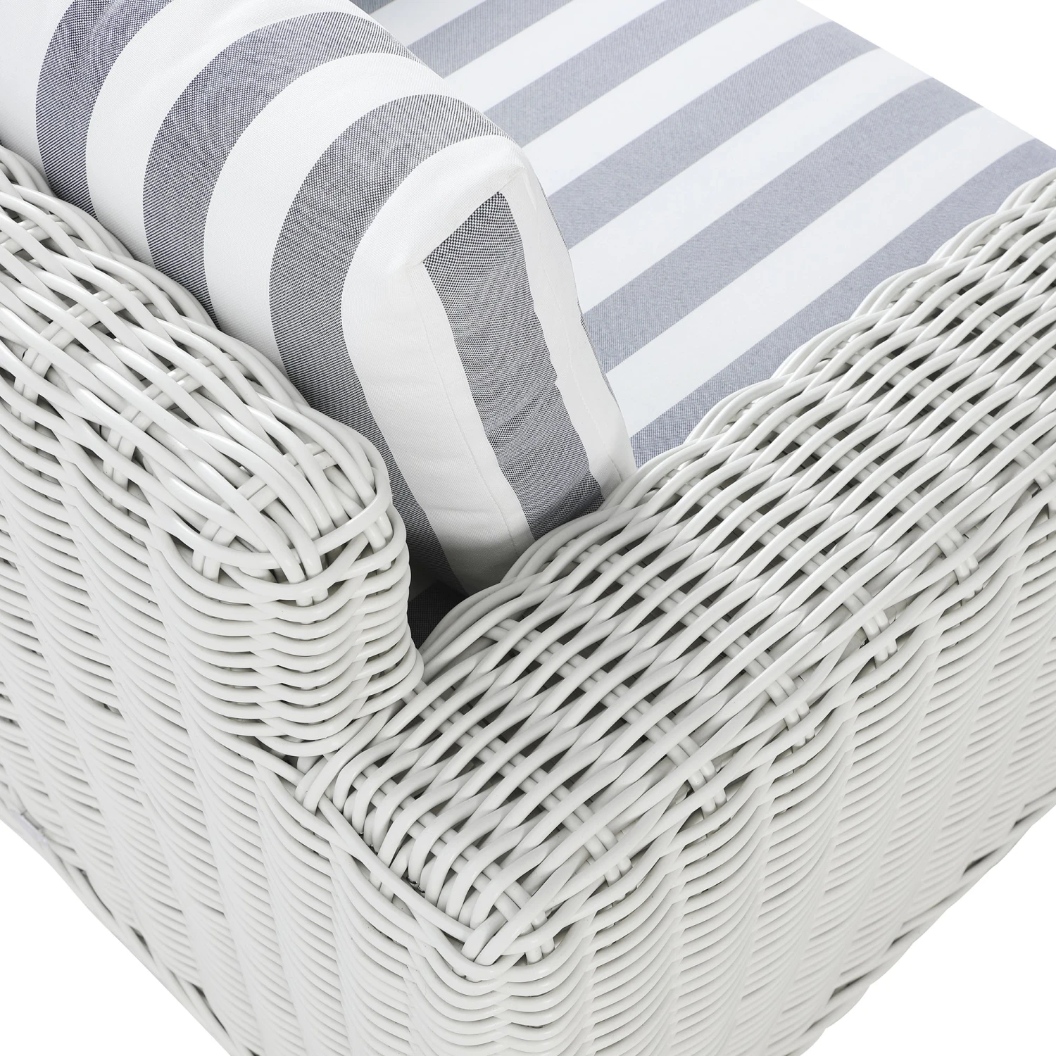 Bellagio Round Wicker Outdoor 1-Seater Sofa, White With Blue Stripes 13 Bellagio Round Wicker Outdoor 1-Seater Sofa, White With Blue Stripes - Image 13