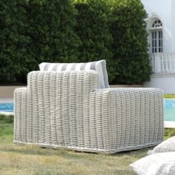 Bellagio Round Wicker Outdoor 1-Seater Sofa, White With Blue Stripes 16 Bellagio Round Wicker Outdoor 1-Seater Sofa, White With Blue Stripes -Daals Store OD WICK3 WHITE BLUESTRIPE J scene3