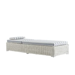 Bellagio White with Blue Striped Cushions – Nautical Round Wicker Adjustable Sun Lounger -Daals Store OD WICK3 WHITE BLUESTRIPE SUNLG GIF