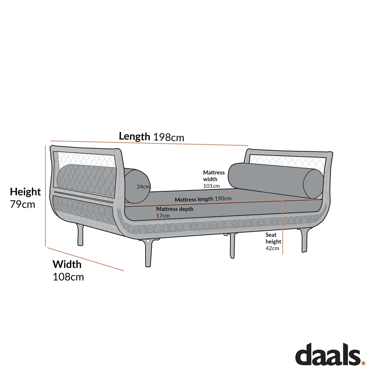 Willowbrook Dark Grey Lattice Weave Rattan β Luxury Outdoor Daybed with Weather-Resistant Cushions 3 Willowbrook Dark Grey Lattice Weave Rattan β Luxury Outdoor Daybed with Weather-Resistant Cushions - Image 3