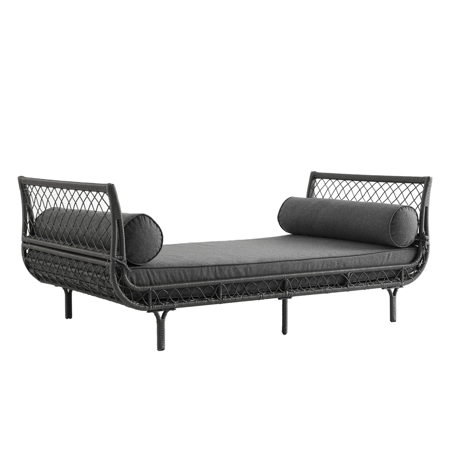 Willowbrook Dark Grey Lattice Weave Rattan β Luxury Outdoor Daybed with Weather-Resistant Cushions 2 Willowbrook Dark Grey Lattice Weave Rattan β Luxury Outdoor Daybed with Weather-Resistant Cushions - Image 2