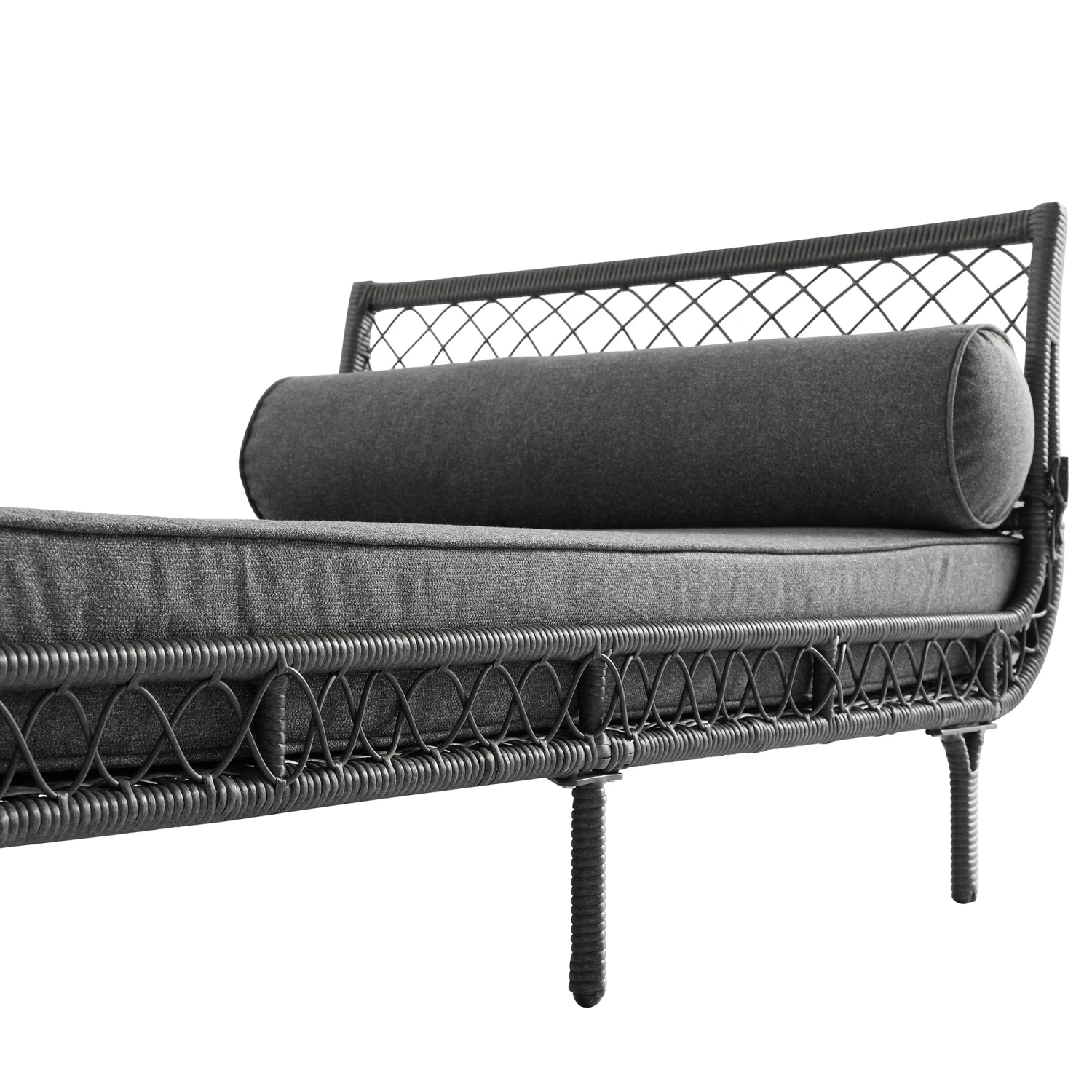 Willowbrook Dark Grey Lattice Weave Rattan β Luxury Outdoor Daybed with Weather-Resistant Cushions 7 Willowbrook Dark Grey Lattice Weave Rattan β Luxury Outdoor Daybed with Weather-Resistant Cushions - Image 7