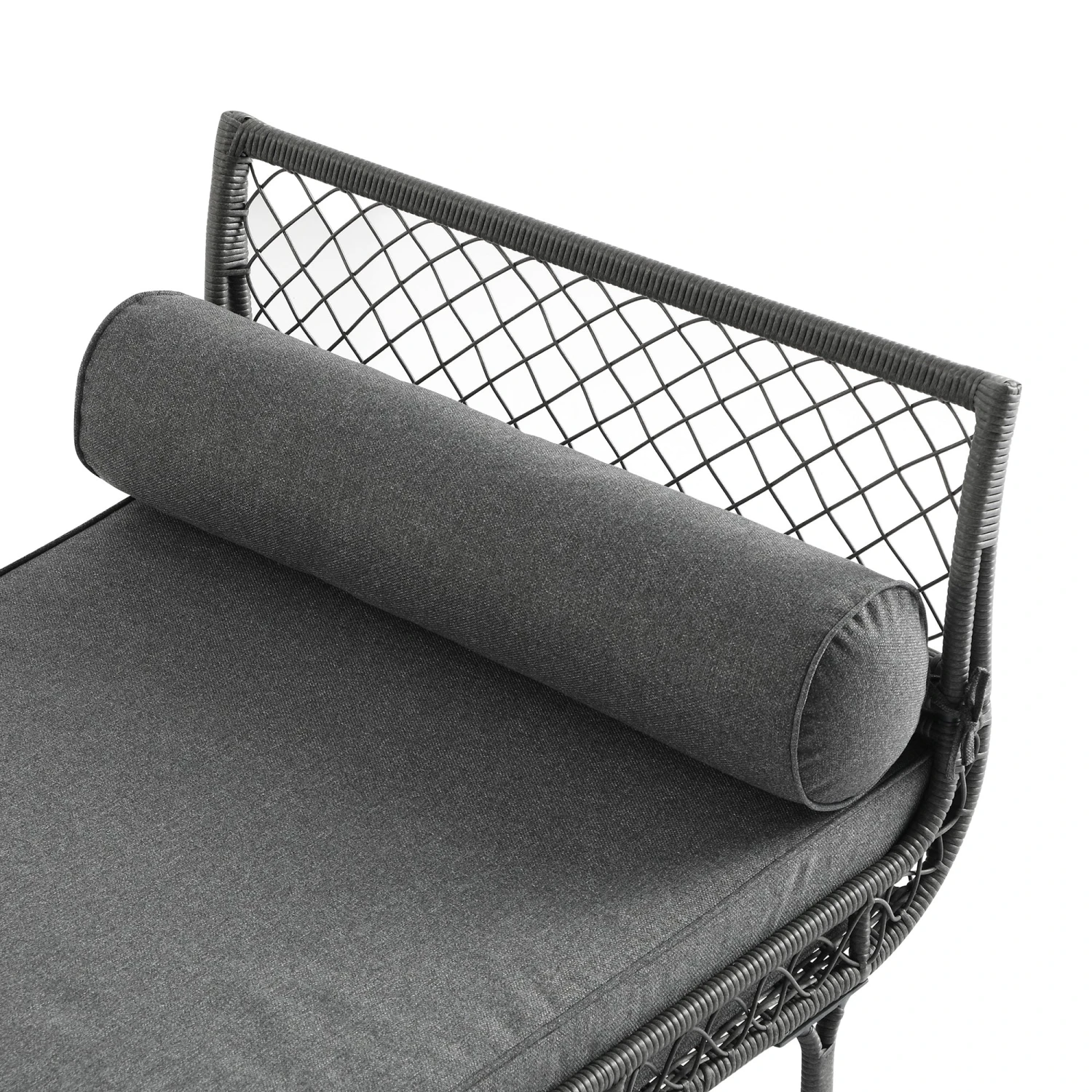 Willowbrook Dark Grey Lattice Weave Rattan β Luxury Outdoor Daybed with Weather-Resistant Cushions 8 Willowbrook Dark Grey Lattice Weave Rattan β Luxury Outdoor Daybed with Weather-Resistant Cushions - Image 8