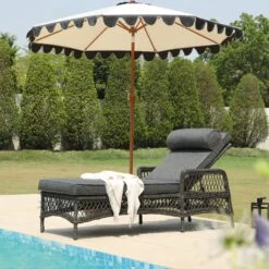 Willowbrook Lattice Weave Rattan Sun Lounger, Dark Grey