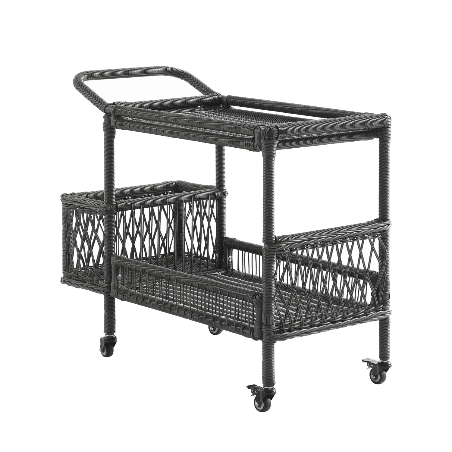 Willowbrook Dark Grey Lattice Weave Rattan Bar Cart β All-Weather Outdoor Serving Trolley 1 Willowbrook Dark Grey Lattice Weave Rattan Bar Cart β All-Weather Outdoor Serving Trolley