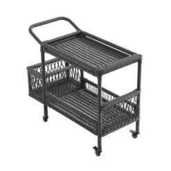 Willowbrook Dark Grey Lattice Weave Rattan Bar Cart β All-Weather Outdoor Serving Trolley 10 Willowbrook Dark Grey Lattice Weave Rattan Bar Cart β All-Weather Outdoor Serving Trolley -Daals Store OD WICK4 GREY TROLL WB2