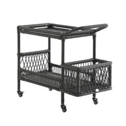 Willowbrook Dark Grey Lattice Weave Rattan Bar Cart β All-Weather Outdoor Serving Trolley 14 Willowbrook Dark Grey Lattice Weave Rattan Bar Cart β All-Weather Outdoor Serving Trolley -Daals Store OD WICK4 GREY TROLL WB5