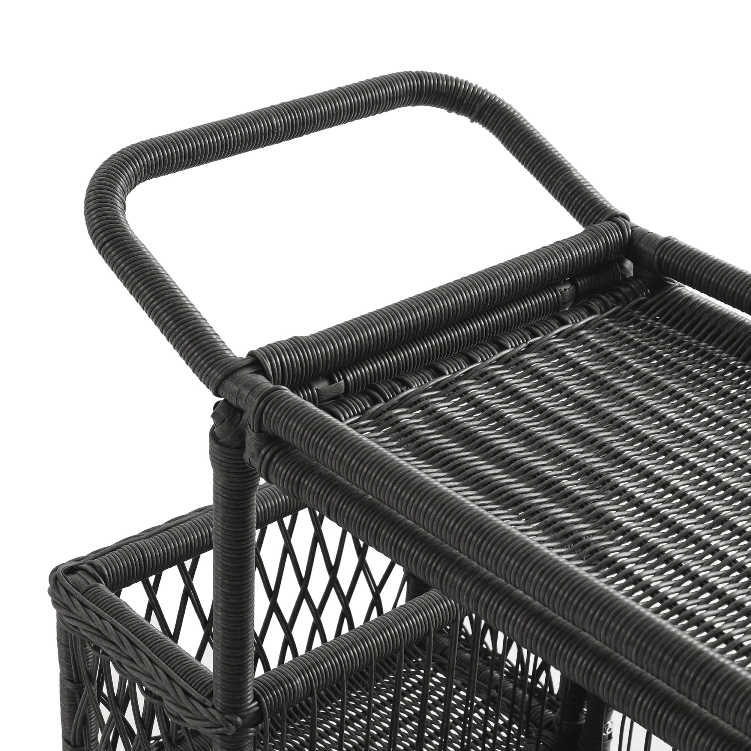 Willowbrook Dark Grey Lattice Weave Rattan Bar Cart β All-Weather Outdoor Serving Trolley 8 Willowbrook Dark Grey Lattice Weave Rattan Bar Cart β All-Weather Outdoor Serving Trolley - Image 8