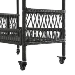 Willowbrook Dark Grey Lattice Weave Rattan Bar Cart β All-Weather Outdoor Serving Trolley 17 Willowbrook Dark Grey Lattice Weave Rattan Bar Cart β All-Weather Outdoor Serving Trolley -Daals Store OD WICK4 GREY TROLL detail3