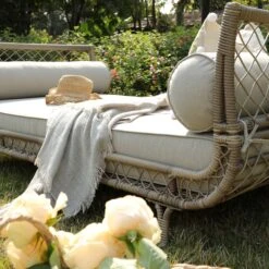 Willowbrook Lattice Weave Rattan Daybed, Natural -Daals Store OD WICK4 NAT DBED02 scene4