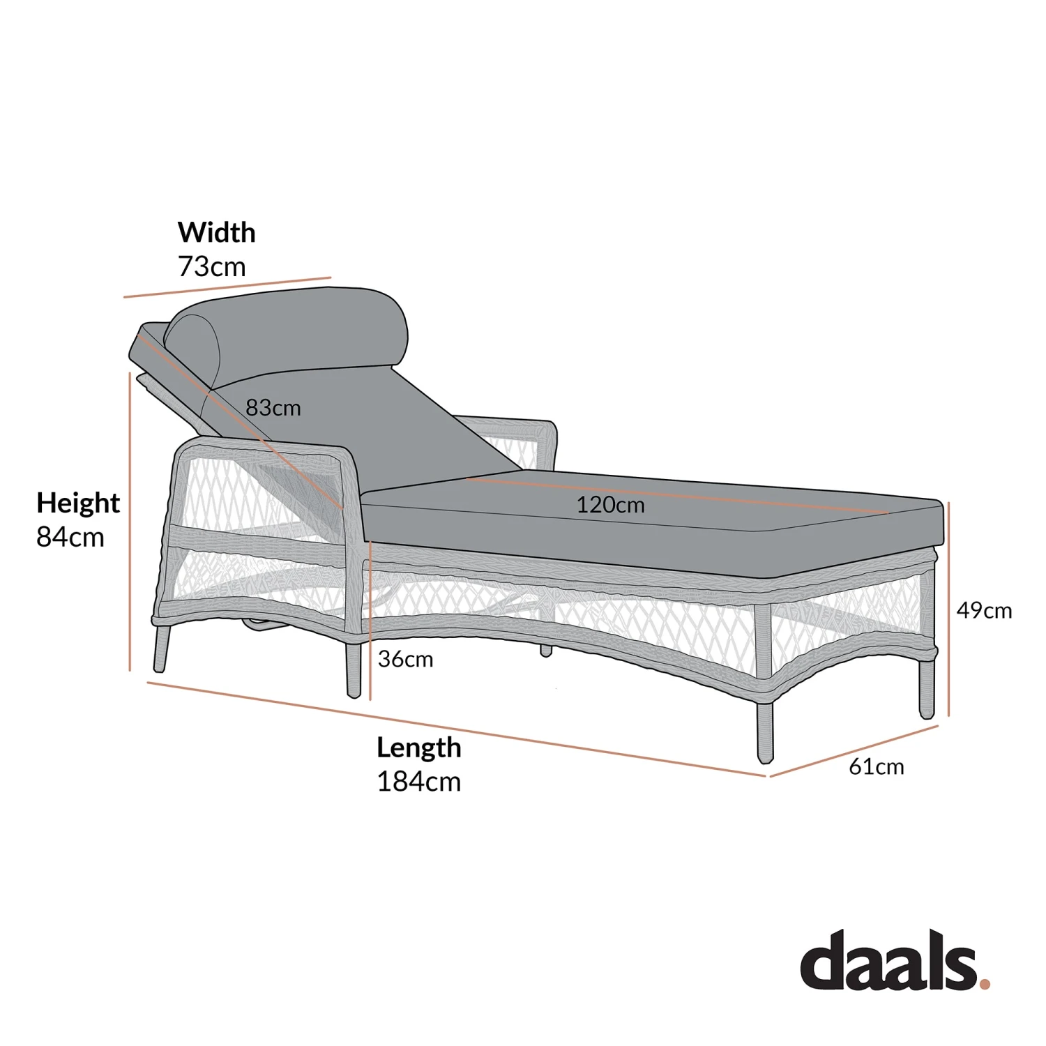 Willowbrook Dark Grey Lattice Weave Rattan Sun Lounger β Adjustable Reclining Outdoor Daybed 9 Willowbrook Dark Grey Lattice Weave Rattan Sun Lounger β Adjustable Reclining Outdoor Daybed - Image 9