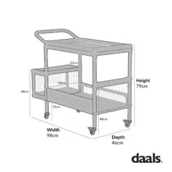 Willowbrook Lattice Weave Rattan Bar Cart, White -Daals Store OD WICK4 TROLL CHART 1