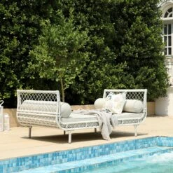 Willowbrook White Lattice Weave Rattan Daybed β Luxury All-Weather Outdoor & Indoor Sunbed 18 Willowbrook White Lattice Weave Rattan Daybed β Luxury All-Weather Outdoor & Indoor Sunbed -Daals Store OD WICK4 WHITE DBED02 scene1