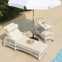 Willowbrook Lattice Weave Rattan Sun Lounger, White 10 Willowbrook Lattice Weave Rattan Sun Lounger, White -Daals Store OD WICK4 WHITE SUNLG scene2