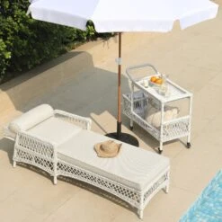 Willowbrook Lattice Weave Rattan Sun Lounger, White 11 Willowbrook Lattice Weave Rattan Sun Lounger, White -Daals Store OD WICK4 WHITE SUNLG scene3