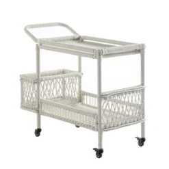 Willowbrook Lattice Weave Rattan Bar Cart, White -Daals Store OD WICK4 WHITE TROLL WB1