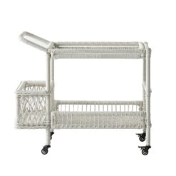 Willowbrook Lattice Weave Rattan Bar Cart, White -Daals Store OD WICK4 WHITE TROLL WB2