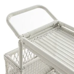 Willowbrook Lattice Weave Rattan Bar Cart, White -Daals Store OD WICK4 WHITE TROLL detail1