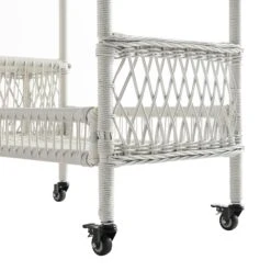 Willowbrook Lattice Weave Rattan Bar Cart, White -Daals Store OD WICK4 WHITE TROLL detail2