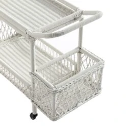 Willowbrook Lattice Weave Rattan Bar Cart, White -Daals Store OD WICK4 WHITE TROLL detail3
