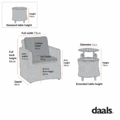 Bellagio Round Wicker Bistro Set With Rising Side Table, Light Grey 21 Bellagio Round Wicker Bistro Set With Rising Side Table, Light Grey -Daals Store OD WICKER2 BISTR CHART