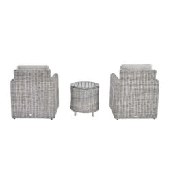 Bellagio Round Wicker Bistro Set With Rising Side Table, Light Grey 20 Bellagio Round Wicker Bistro Set With Rising Side Table, Light Grey -Daals Store OD WICKER2 LGREY BISTR WB2