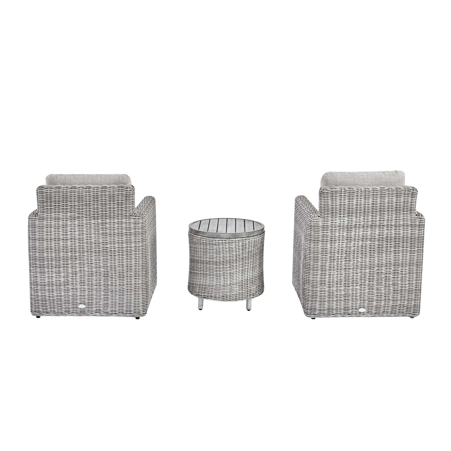 Bellagio Round Wicker Bistro Set With Rising Side Table, Light Grey 7 Bellagio Round Wicker Bistro Set With Rising Side Table, Light Grey - Image 7
