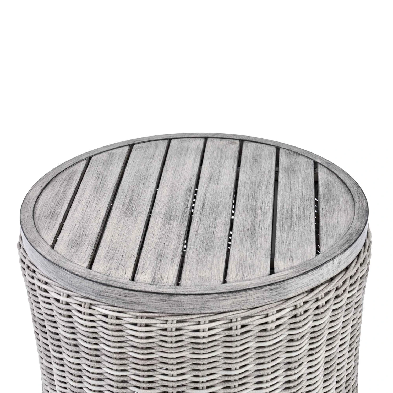 Bellagio Round Wicker Bistro Set With Rising Side Table, Light Grey 11 Bellagio Round Wicker Bistro Set With Rising Side Table, Light Grey - Image 11