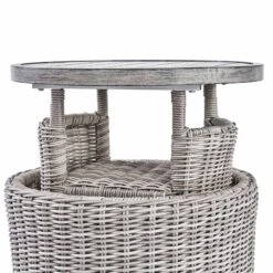 Bellagio Round Wicker Bistro Set With Rising Side Table, Light Grey 25 Bellagio Round Wicker Bistro Set With Rising Side Table, Light Grey -Daals Store OD WICKER2 LGREY BISTR detail4