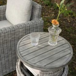 Bellagio Round Wicker Bistro Set With Rising Side Table, Light Grey 18 Bellagio Round Wicker Bistro Set With Rising Side Table, Light Grey -Daals Store OD WICKER2 LGREY BISTR scene4