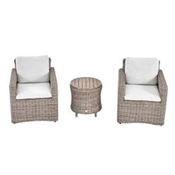 Bellagio Round Wicker Bistro Set With Rising Side Table, Natural -Daals Store OD WICKER2 NAT BISTR WB3