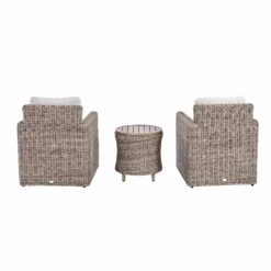 Bellagio Round Wicker Bistro Set With Rising Side Table, Natural -Daals Store OD WICKER2 NAT BISTR WB4