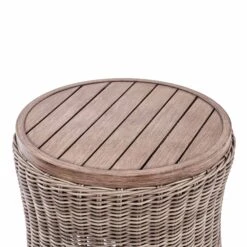 Bellagio Round Wicker Bistro Set With Rising Side Table, Natural -Daals Store OD WICKER2 NAT BISTR detail3