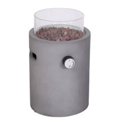 Real Concrete Cylinder Tabletop Fire Pit Lantern β 34.5cm Portable Gas Heater with Glass Wind Guard 10 Real Concrete Cylinder Tabletop Fire Pit Lantern β 34.5cm Portable Gas Heater with Glass Wind Guard -Daals Store PTHR HL 01 WB1
