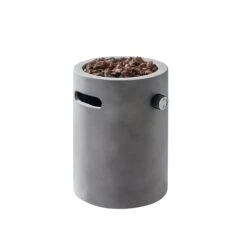 Real Concrete Cylinder Tabletop Fire Pit Lantern β 34.5cm Portable Gas Heater with Glass Wind Guard 11 Real Concrete Cylinder Tabletop Fire Pit Lantern β 34.5cm Portable Gas Heater with Glass Wind Guard -Daals Store PTHR HL 01 WB2