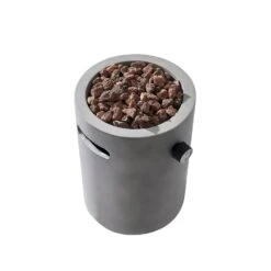 Real Concrete Cylinder Tabletop Fire Pit Lantern β 34.5cm Portable Gas Heater with Glass Wind Guard 12 Real Concrete Cylinder Tabletop Fire Pit Lantern β 34.5cm Portable Gas Heater with Glass Wind Guard -Daals Store PTHR HL 01 WB3