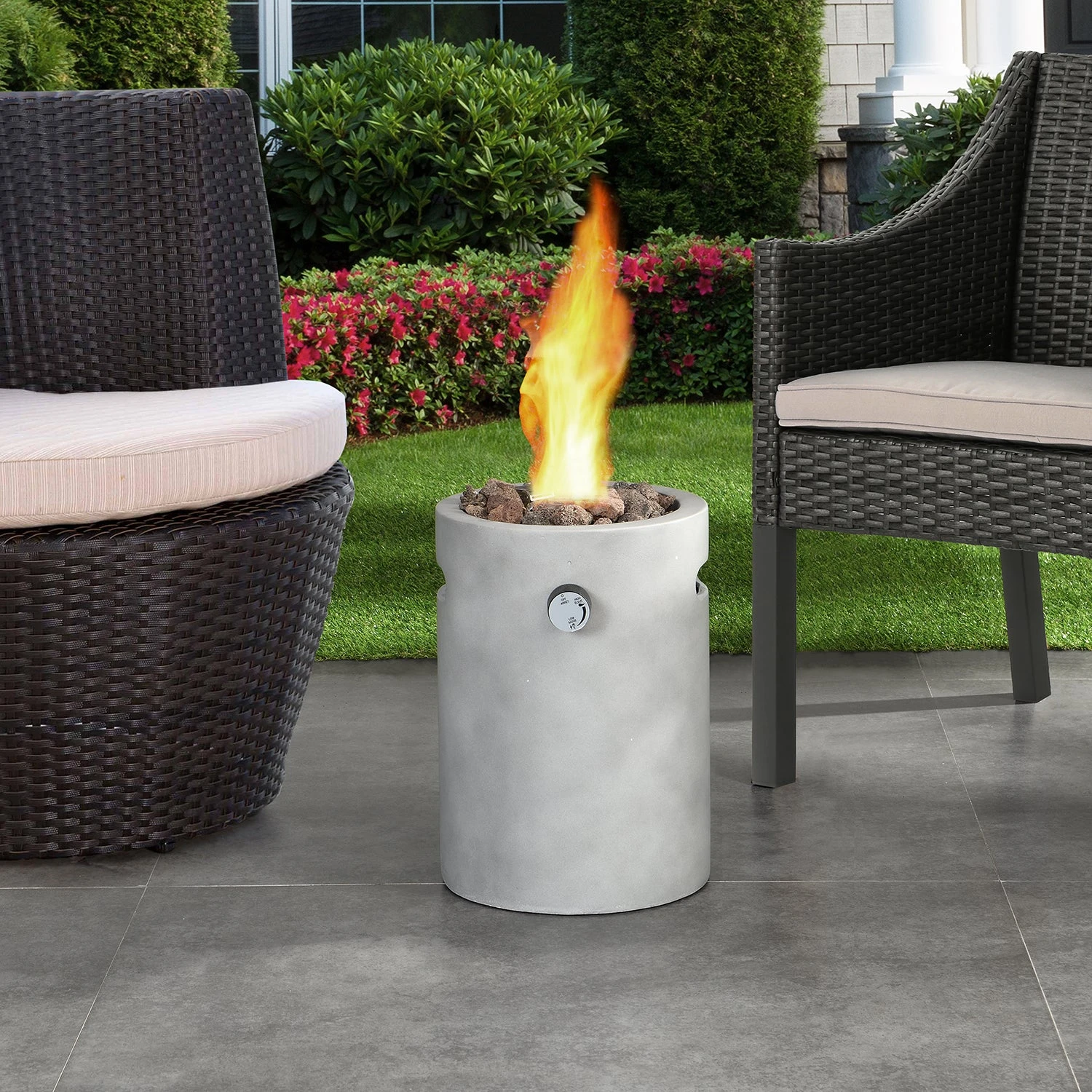 Real Concrete Cylinder Tabletop Fire Pit Lantern β 34.5cm Portable Gas Heater with Glass Wind Guard 3 Real Concrete Cylinder Tabletop Fire Pit Lantern β 34.5cm Portable Gas Heater with Glass Wind Guard - Image 3