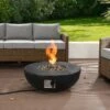 Round Outdoor Charred Wood Effect Concrete Gas Fire Bowl -Daals Store PTHR HL 03 BLACK main