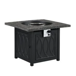 Square Outdoor 32" X 32" 50,000BTUs Real Concrete Gas Firepit Table -Daals Store PTHR HL 05 GREYBLACK WB3
