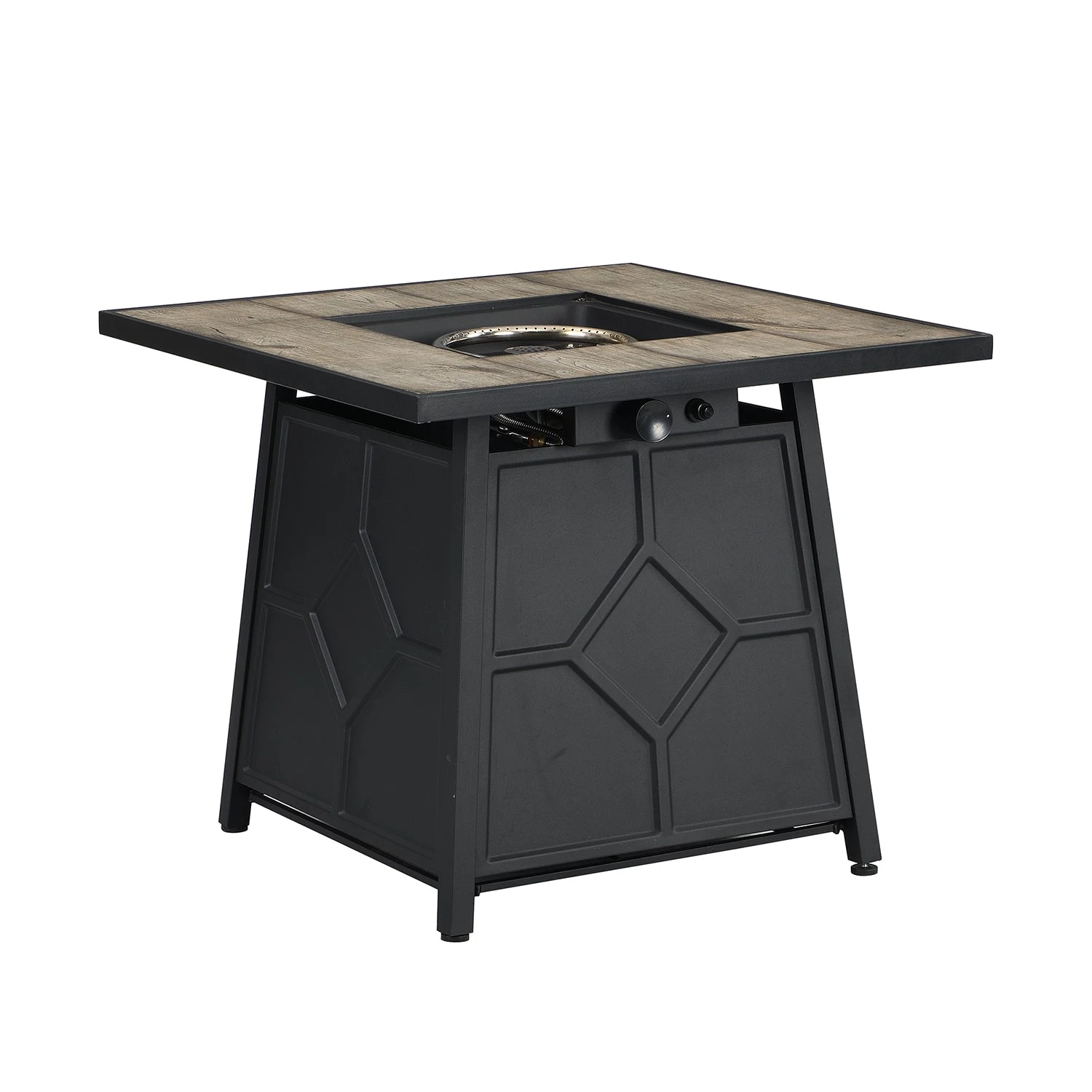 Square 30" Outdoor Grey & Black Real Concrete Fire Pit Table - 40,000 BTU Wood Grain Finish Gas Heater 4 Square 30" Outdoor Grey & Black Real Concrete Fire Pit Table - 40,000 BTU Wood Grain Finish Gas Heater - Image 4