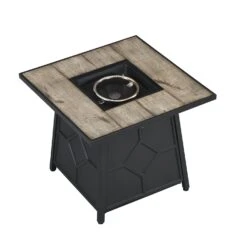 Square 30" Outdoor Grey & Black Real Concrete Fire Pit Table - 40,000 BTU Wood Grain Finish Gas Heater 11 Square 30" Outdoor Grey & Black Real Concrete Fire Pit Table - 40,000 BTU Wood Grain Finish Gas Heater -Daals Store PTHR HL 06 GREYBLACK WB4