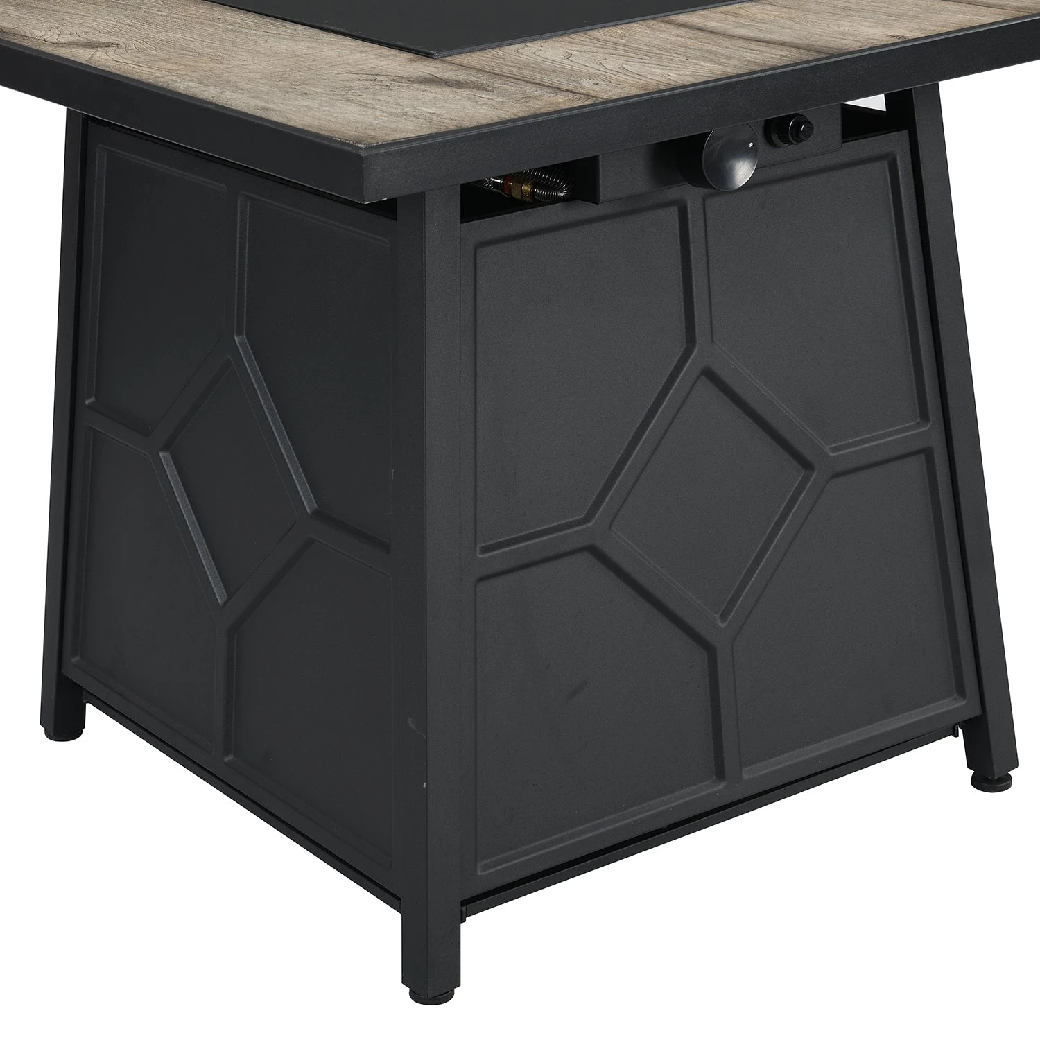 Square 30" Outdoor Grey & Black Real Concrete Fire Pit Table - 40,000 BTU Wood Grain Finish Gas Heater 6 Square 30" Outdoor Grey & Black Real Concrete Fire Pit Table - 40,000 BTU Wood Grain Finish Gas Heater - Image 6