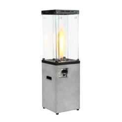 Modern Freestanding Real Concrete Patio Heater - 1.5m Tall 40,000 BTU Gas Fire Pit with Glass Shield 10 Modern Freestanding Real Concrete Patio Heater - 1.5m Tall 40,000 BTU Gas Fire Pit with Glass Shield -Daals Store PTHR HL 07 WB1