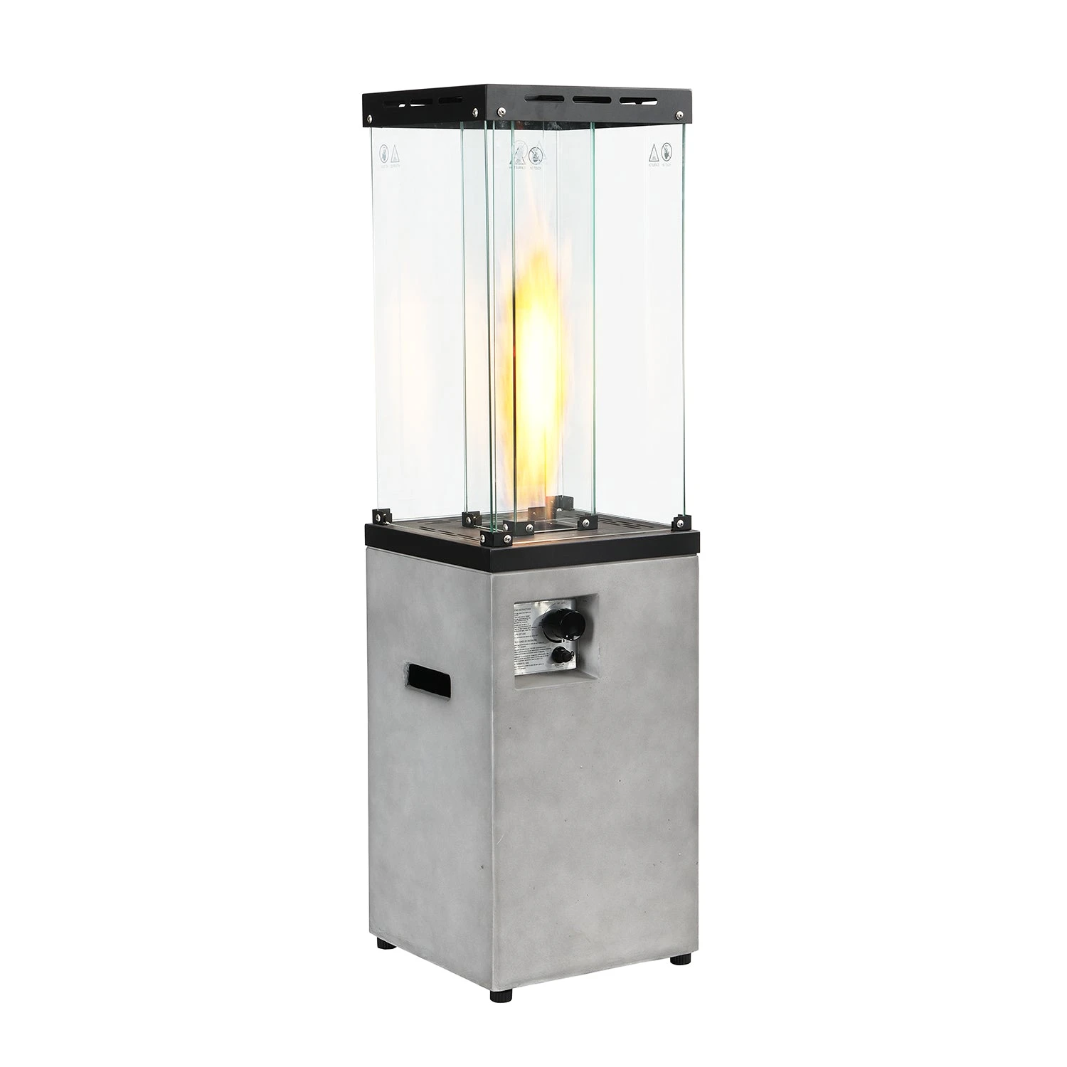 Modern Freestanding Real Concrete Patio Heater - 1.5m Tall 40,000 BTU Gas Fire Pit with Glass Shield 3 Modern Freestanding Real Concrete Patio Heater - 1.5m Tall 40,000 BTU Gas Fire Pit with Glass Shield - Image 3