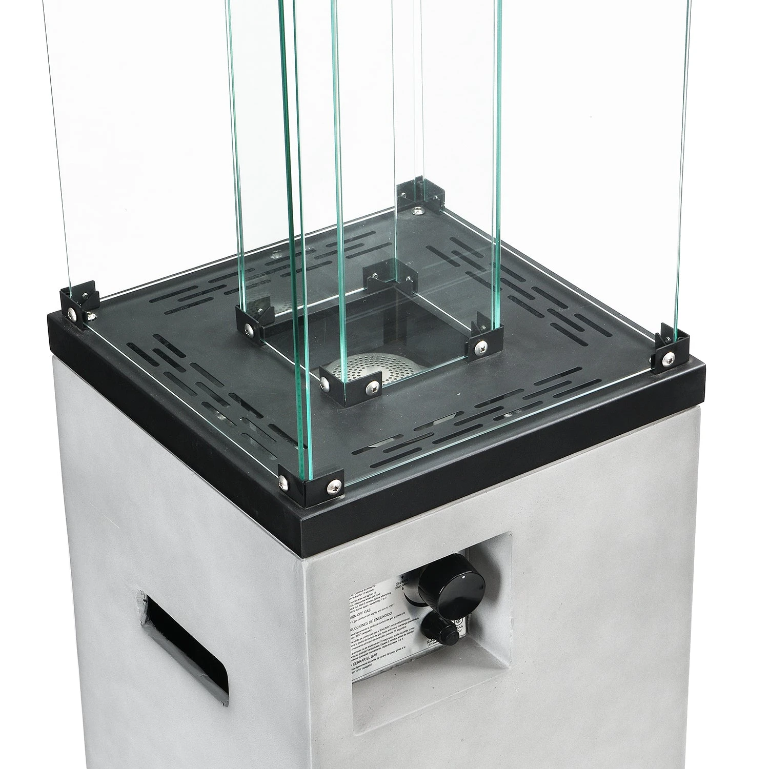 Modern Freestanding Real Concrete Patio Heater - 1.5m Tall 40,000 BTU Gas Fire Pit with Glass Shield 4 Modern Freestanding Real Concrete Patio Heater - 1.5m Tall 40,000 BTU Gas Fire Pit with Glass Shield - Image 4