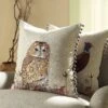 Country Collection Owl Embroidered Linen Blend Cushion 17 Country Collection Owl Embroidered Linen Blend Cushion -Daals Store QC CUSH OWL50 main