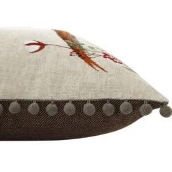 Country Collection Pheasant Embroidered Linen Blend Cushion β Grey Pompom Trim & Herringbone Reverse 14 Country Collection Pheasant Embroidered Linen Blend Cushion β Grey Pompom Trim & Herringbone Reverse -Daals Store QC CUSH PHEASANT50 detail2